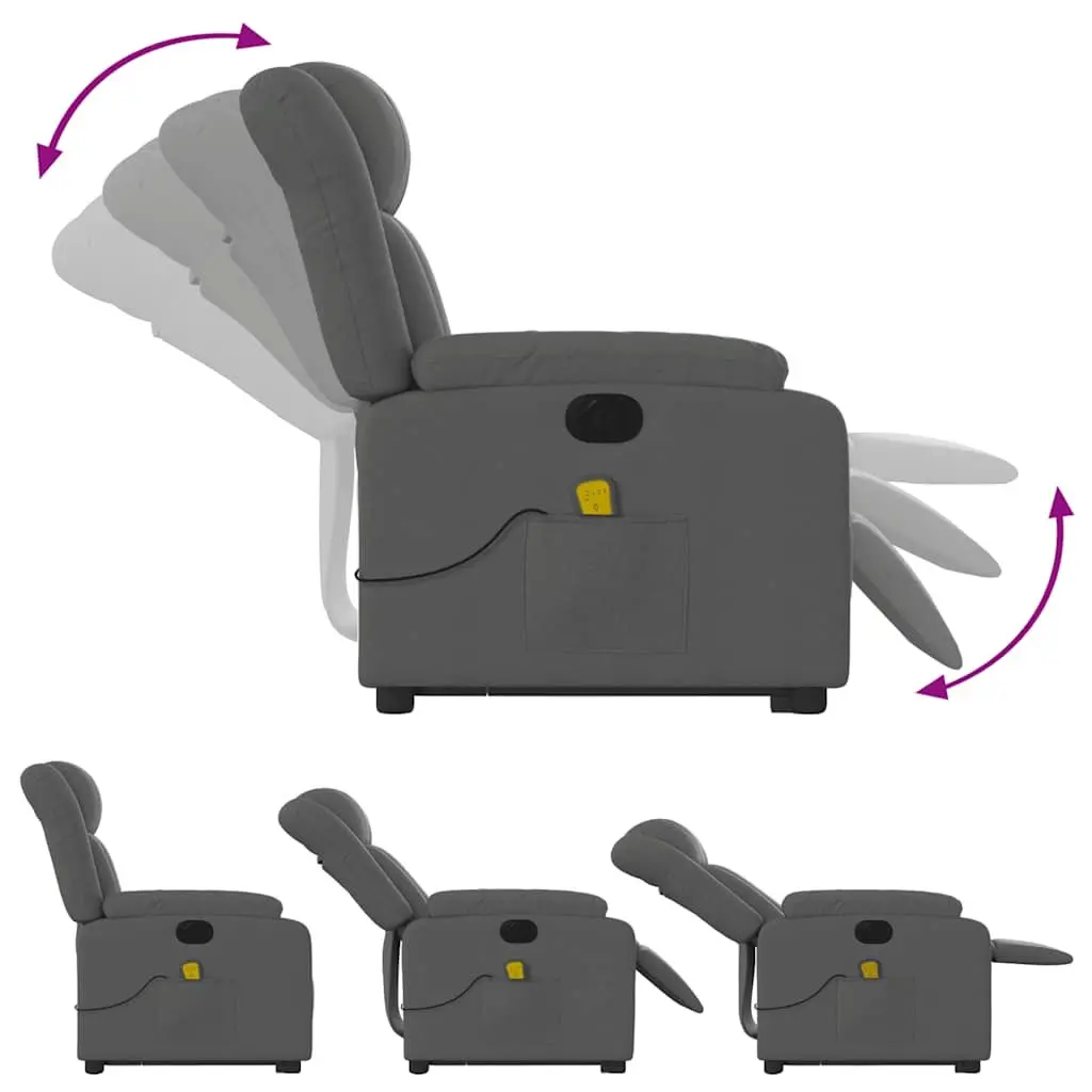 Electric Massage Recliner Chair Grey Fabric Power Lift and Recline