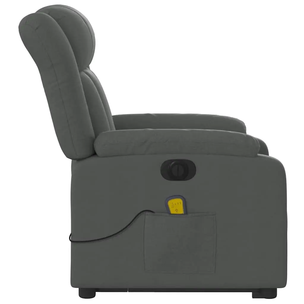 Electric Massage Recliner Chair Grey Fabric Power Lift and Recline