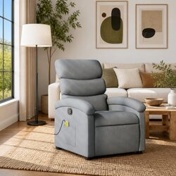 Grey Fabric Manual Reclining Massage Chair