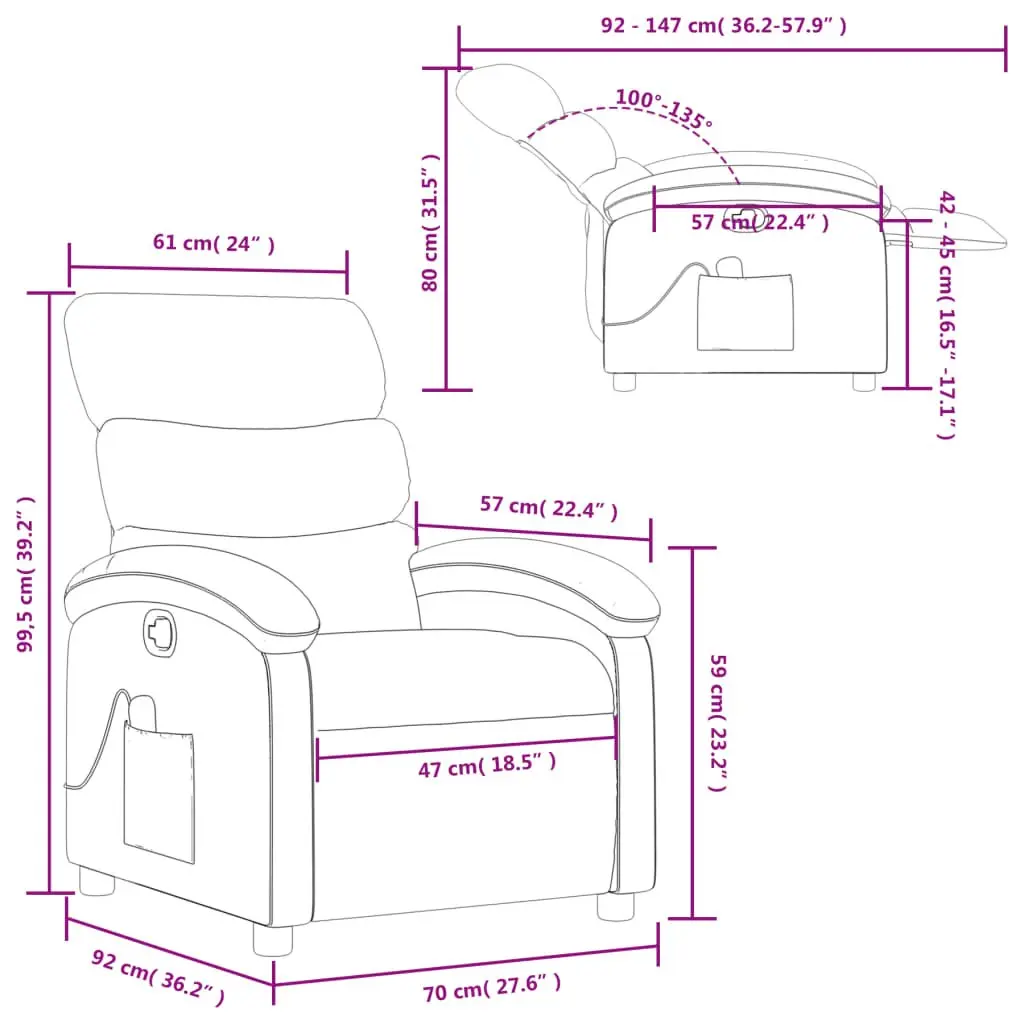 Grey Fabric Manual Reclining Massage Chair