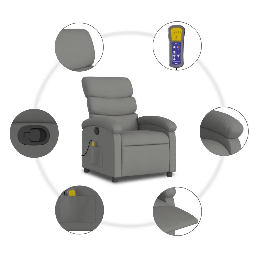 Grey Fabric Massage Recliner Chair with Vibration
