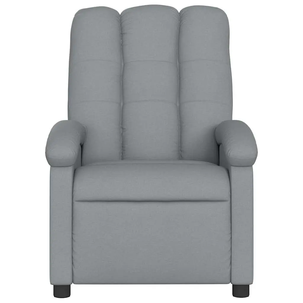 Massage Recliner Chair Grey Fabric Manual Recline 135 Degree Tilt Wood and Metal Frame