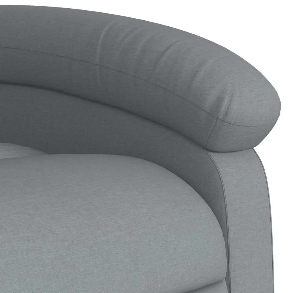 Massage Recliner Chair Grey Fabric Manual Recline 135 Degree Tilt Wood and Metal Frame