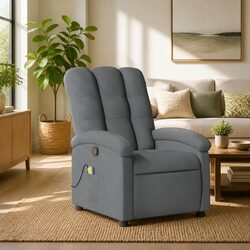 Grey Fabric Massage Recliner Chair with Vibration Footrest