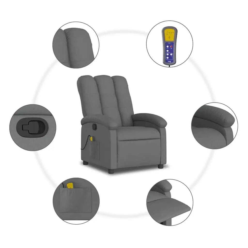 Grey Fabric Massage Recliner Chair with Vibration Footrest