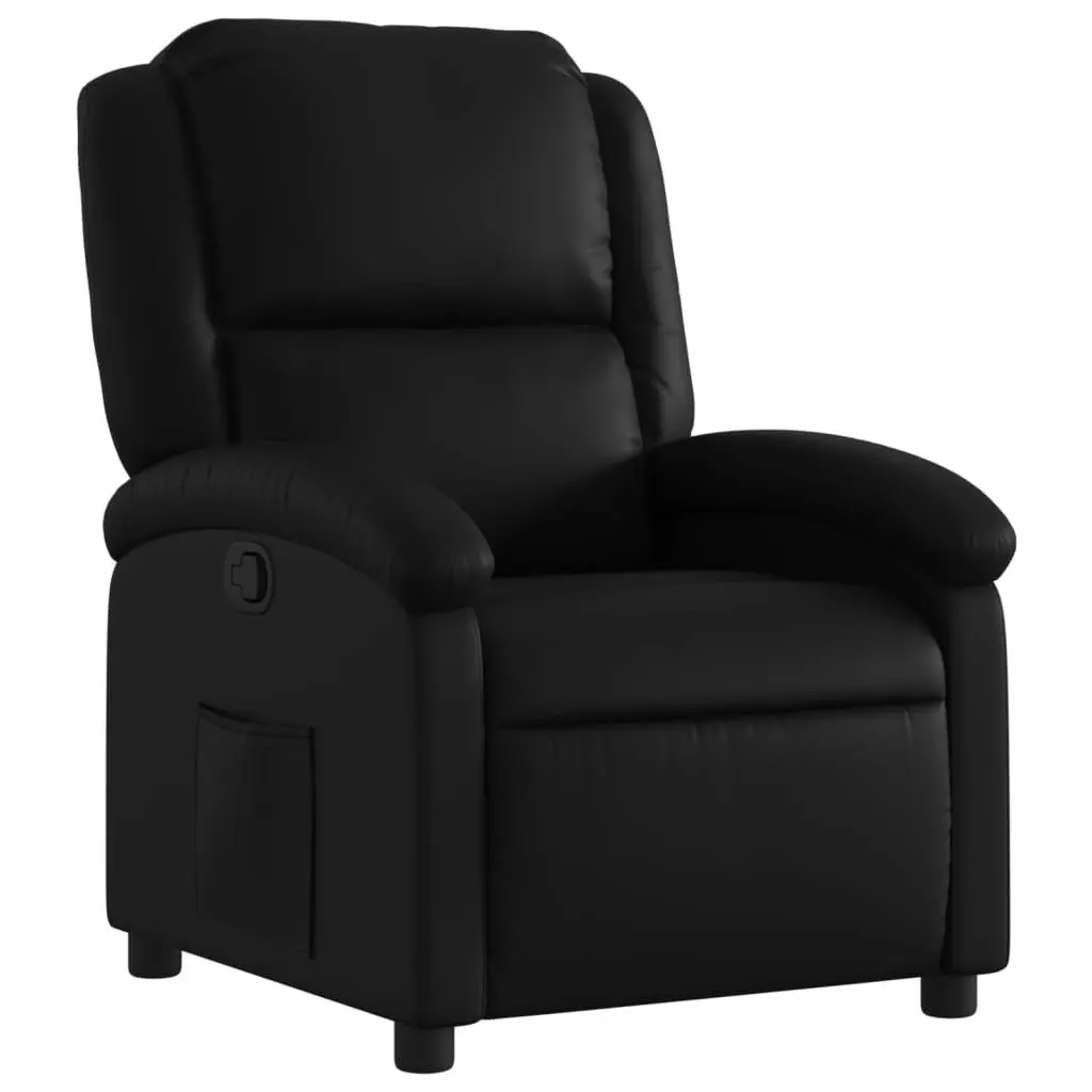 Black Faux Leather Recliner Chair with Adjustable Footrest
