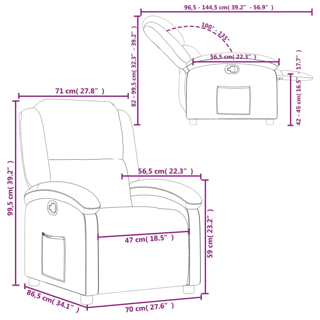 Black Faux Leather Recliner Chair with Adjustable Footrest