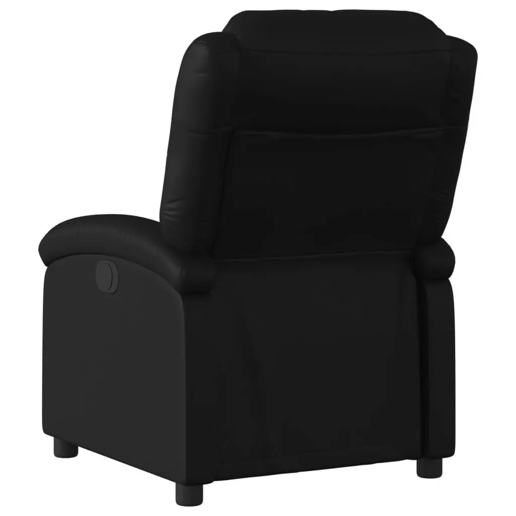 Black Faux Leather Recliner Chair with Adjustable Footrest