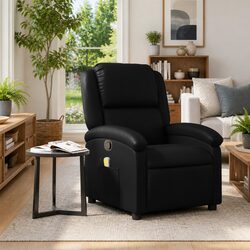 Black Faux Leather Massage Recliner Chair with Vibration