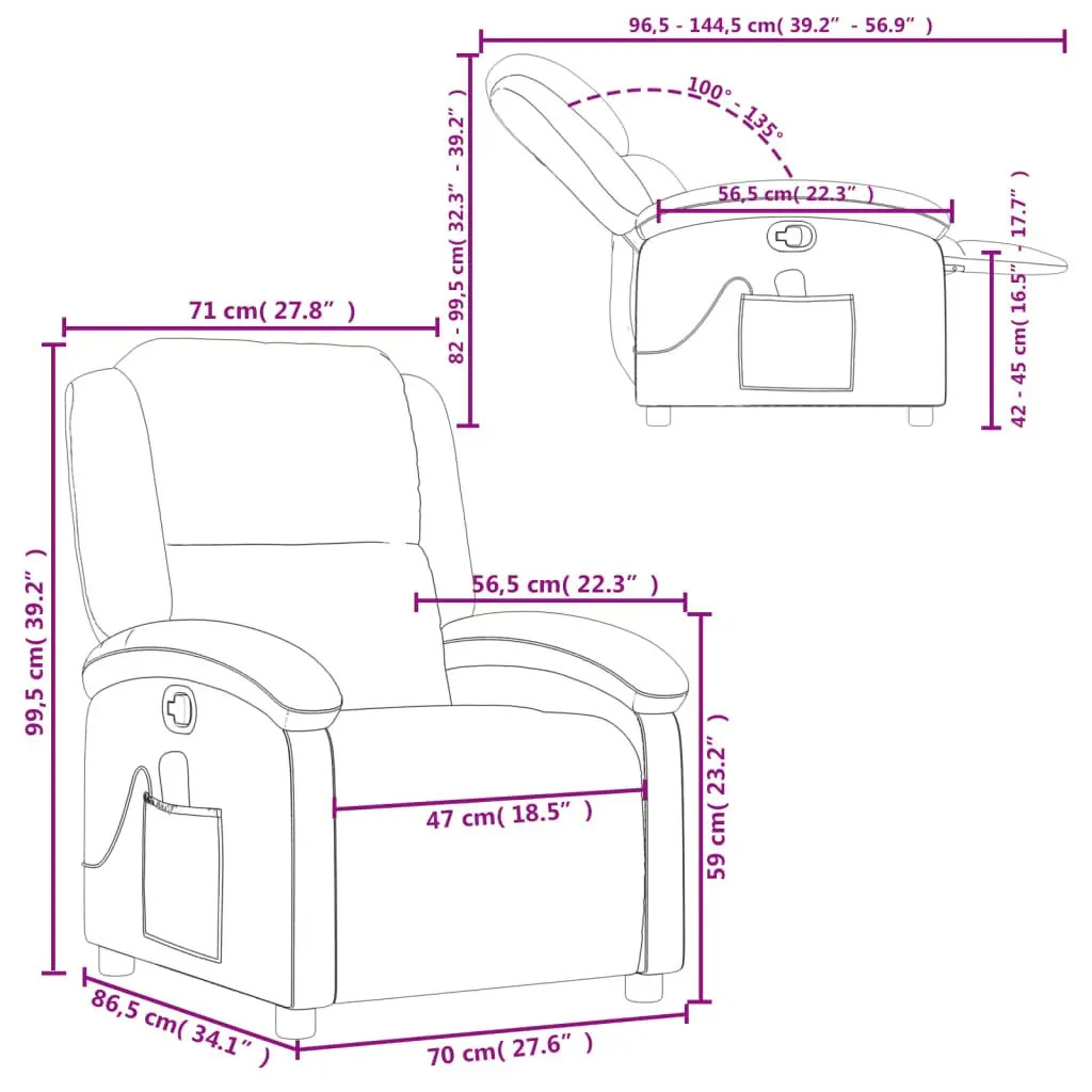 Black Faux Leather Massage Recliner Chair with Vibration
