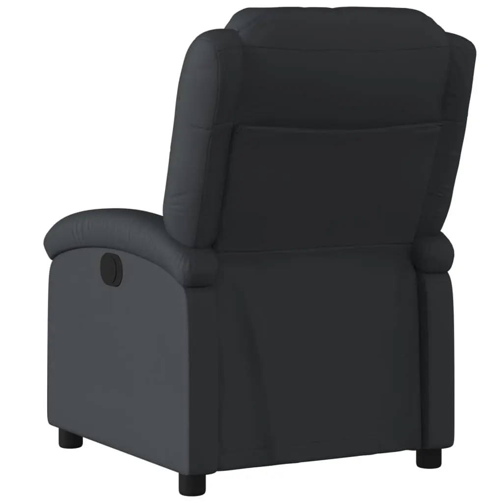 Recliner Armchair Black Leather Manual Reclining Function 135 Degrees Adjustable Footrest and Backrest Padded