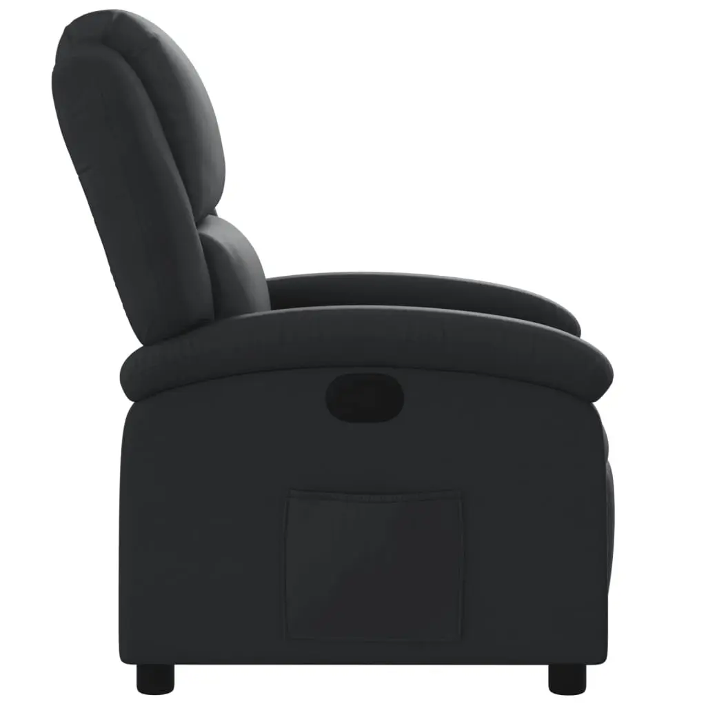 Recliner Armchair Black Leather Manual Reclining Function 135 Degrees Adjustable Footrest and Backrest Padded