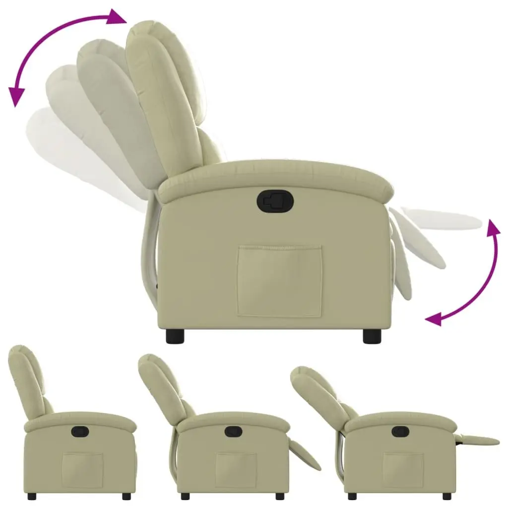 Recliner Chair Cream Real Leather Manual Reclining Armchair Padded