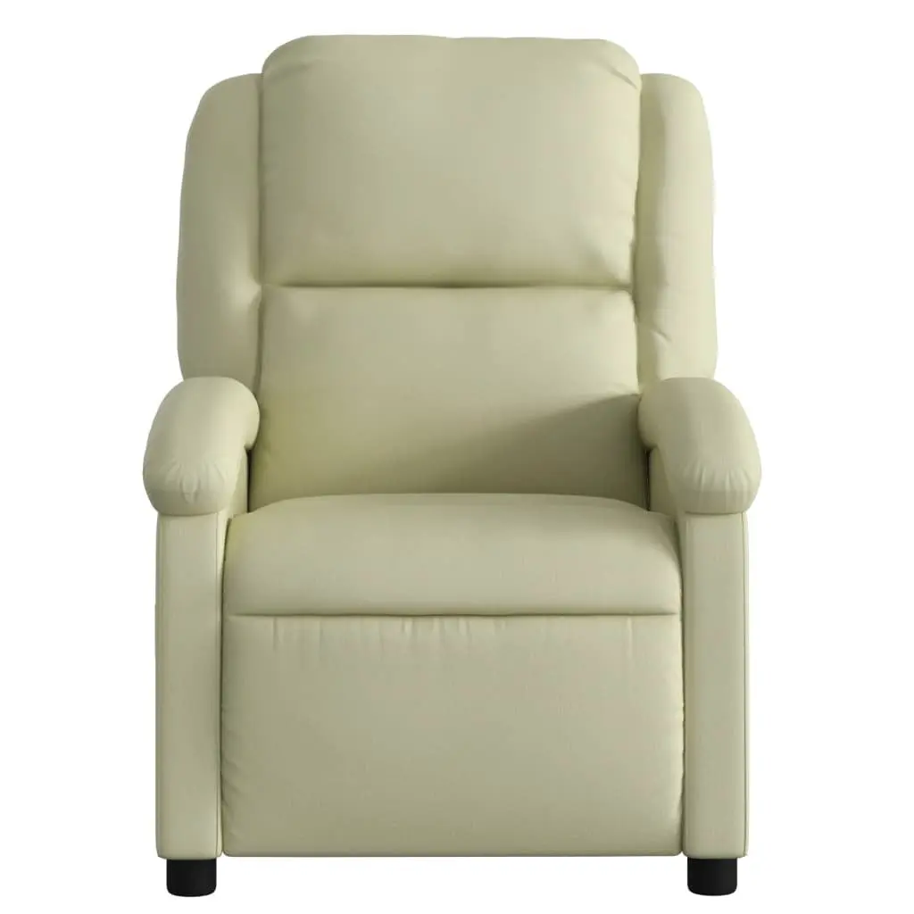 Recliner Chair Cream Real Leather Manual Reclining Armchair Padded