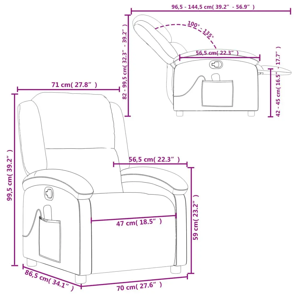 Massage Recliner Chair Black Leather Manual Reclining Vibration 6 Massage Points