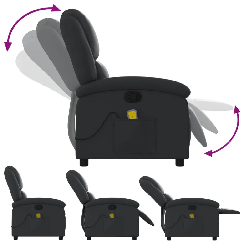 Massage Recliner Chair Black Leather Manual Reclining Vibration 6 Massage Points