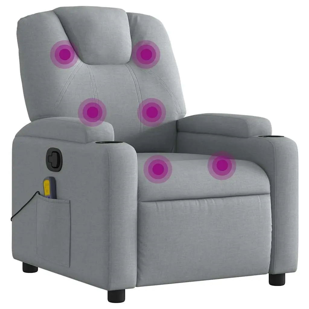 Massage Recliner Chair Manual Reclining Grey Fabric Padded