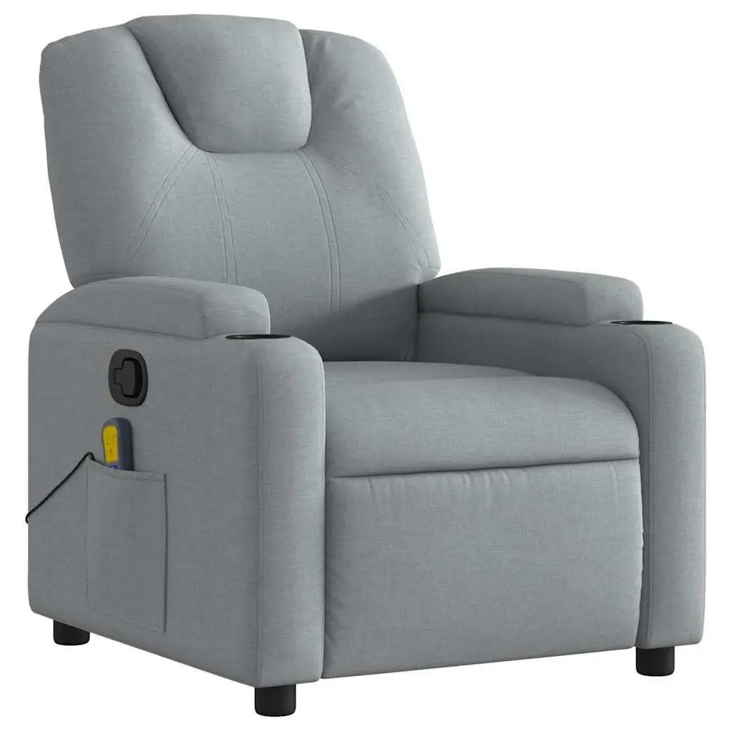Massage Recliner Chair Manual Reclining Grey Fabric Padded