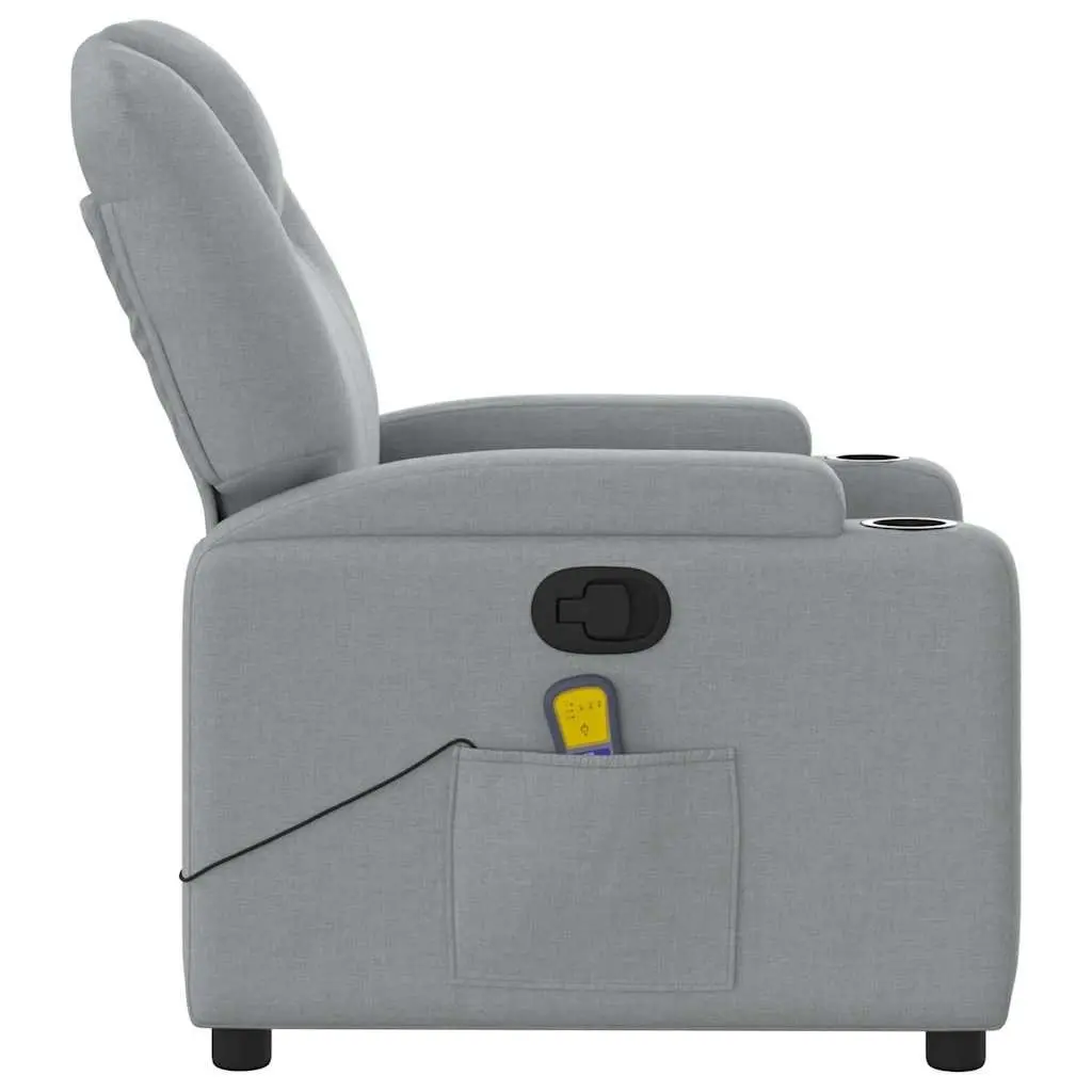 Massage Recliner Chair Manual Reclining Grey Fabric Padded