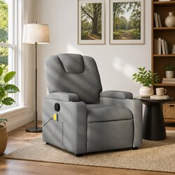 Grey Fabric Massage Recliner Chair with Vibration