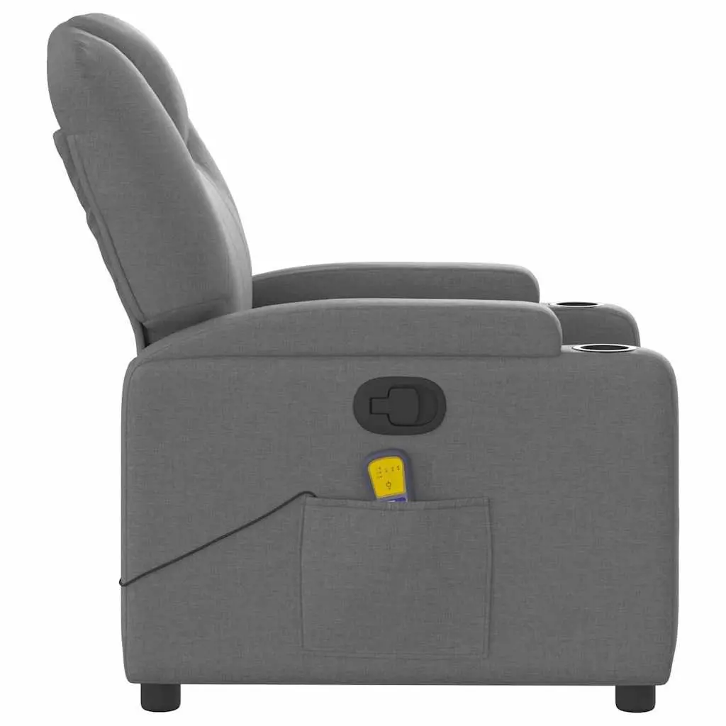 Massage Recliner Chair Grey Fabric Manual Recline Vibration Armchair