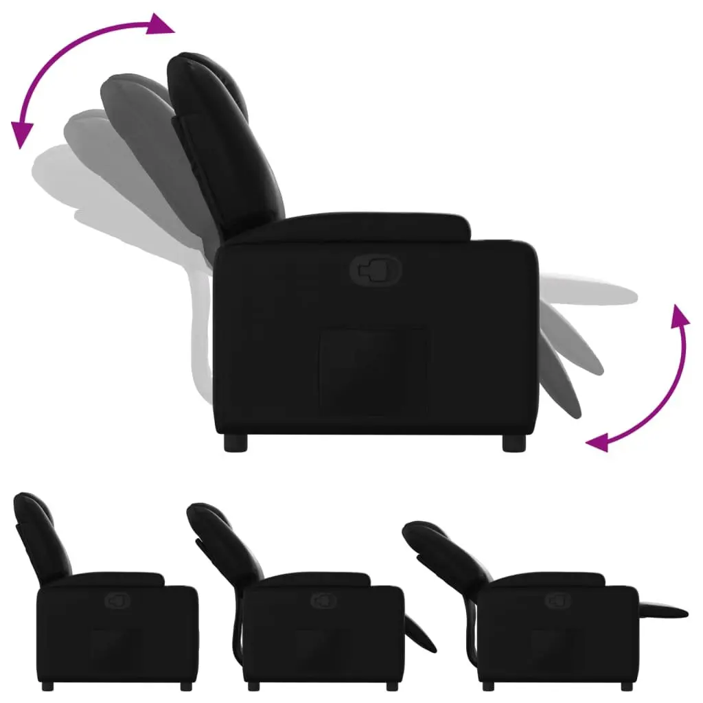 Recliner Chair Manual Reclining Armchair Black Faux Leather