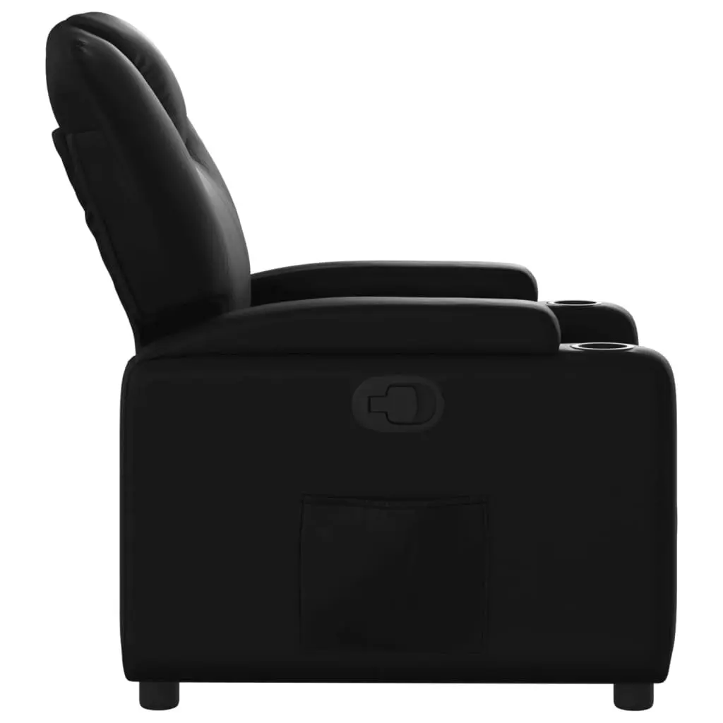Recliner Chair Manual Reclining Armchair Black Faux Leather
