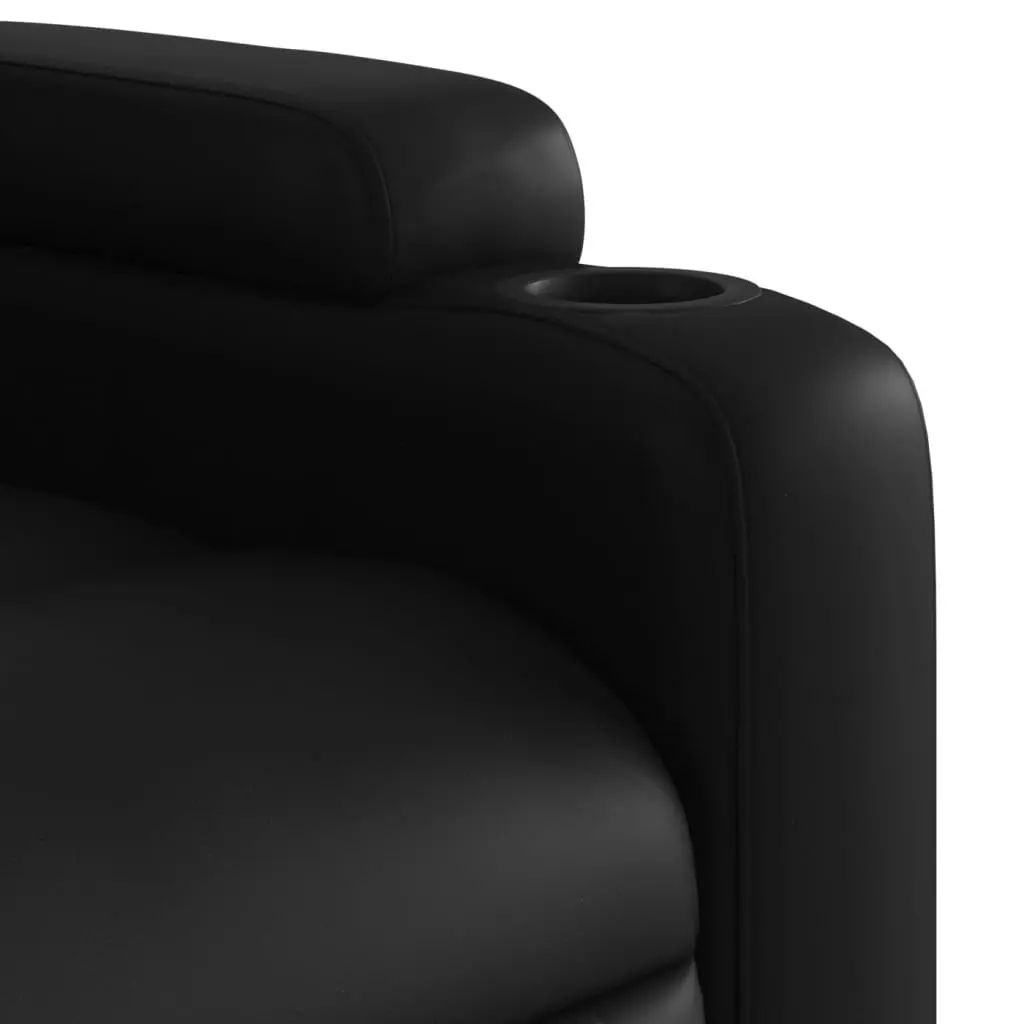 Recliner Chair Manual Reclining Armchair Black Faux Leather