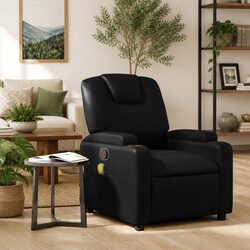 Black Faux Leather Massage Recliner Chair