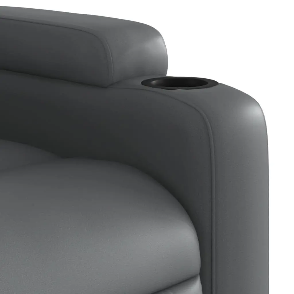 Massage Recliner Chair Grey Faux Leather Manual Recline Vibration Armchair