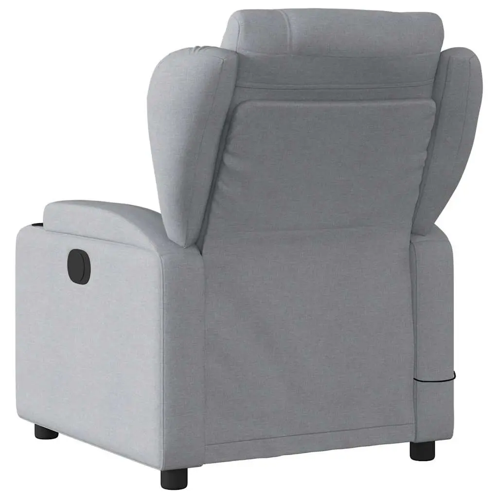 Massage Recliner Chair Light Grey Fabric Manual Recline Armchair