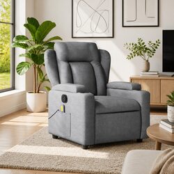 Grey Fabric Manual Reclining Massage Chair