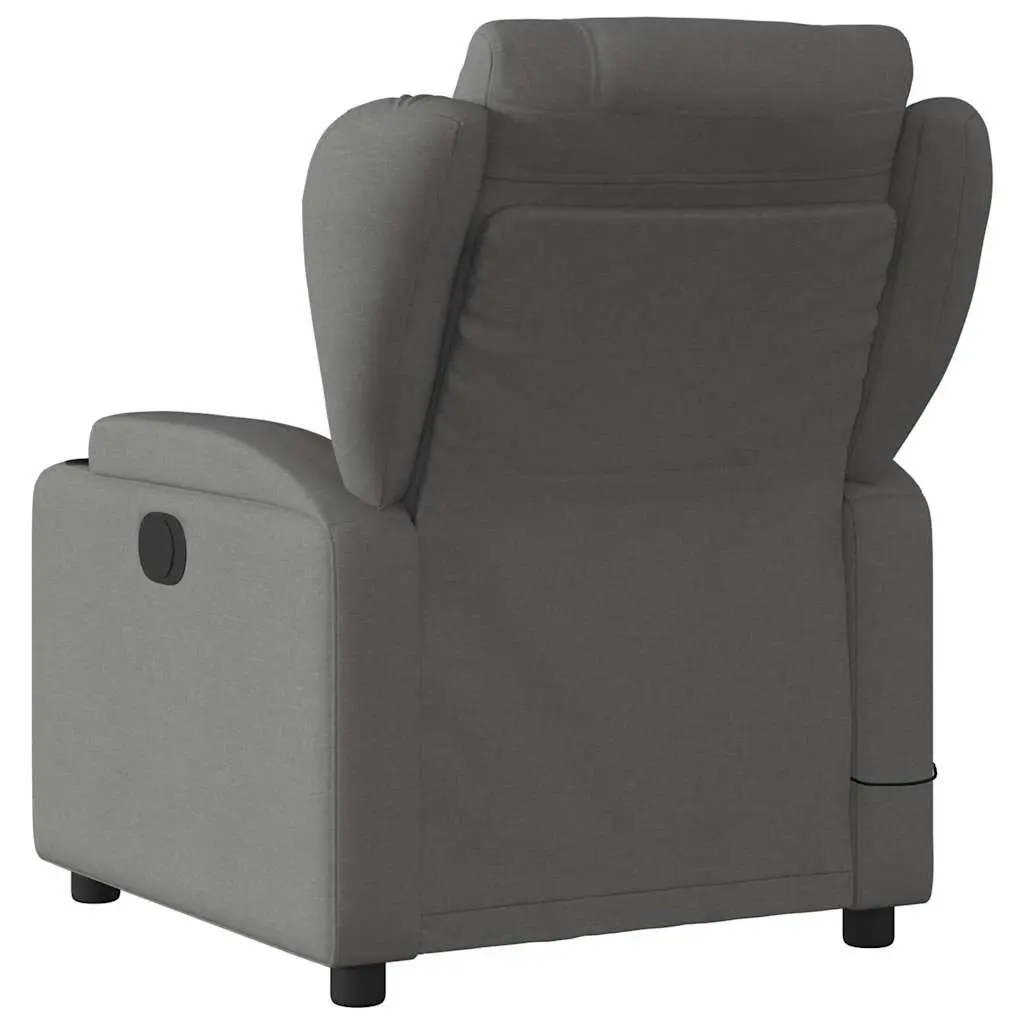Massage Recliner Chair Grey Fabric Manual Reclining Armchair with 6 Vibration