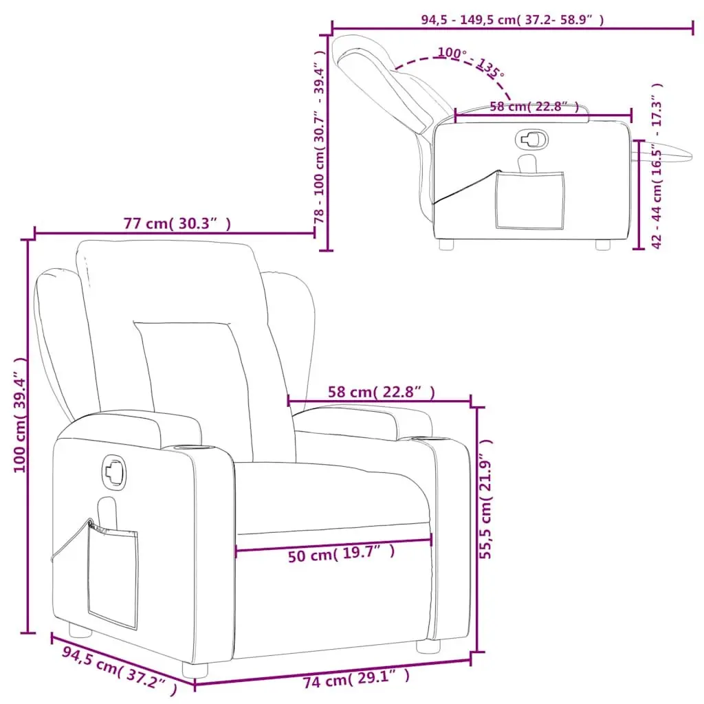 Massage Recliner Chair Cream Fabric Manual Recline Vibration Massage Armchair
