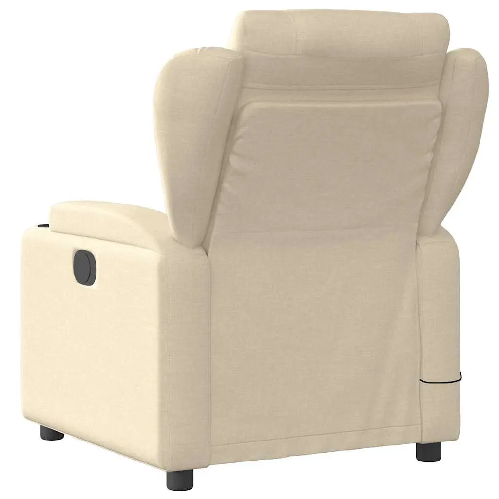 Massage Recliner Chair Cream Fabric Manual Recline Vibration Massage Armchair