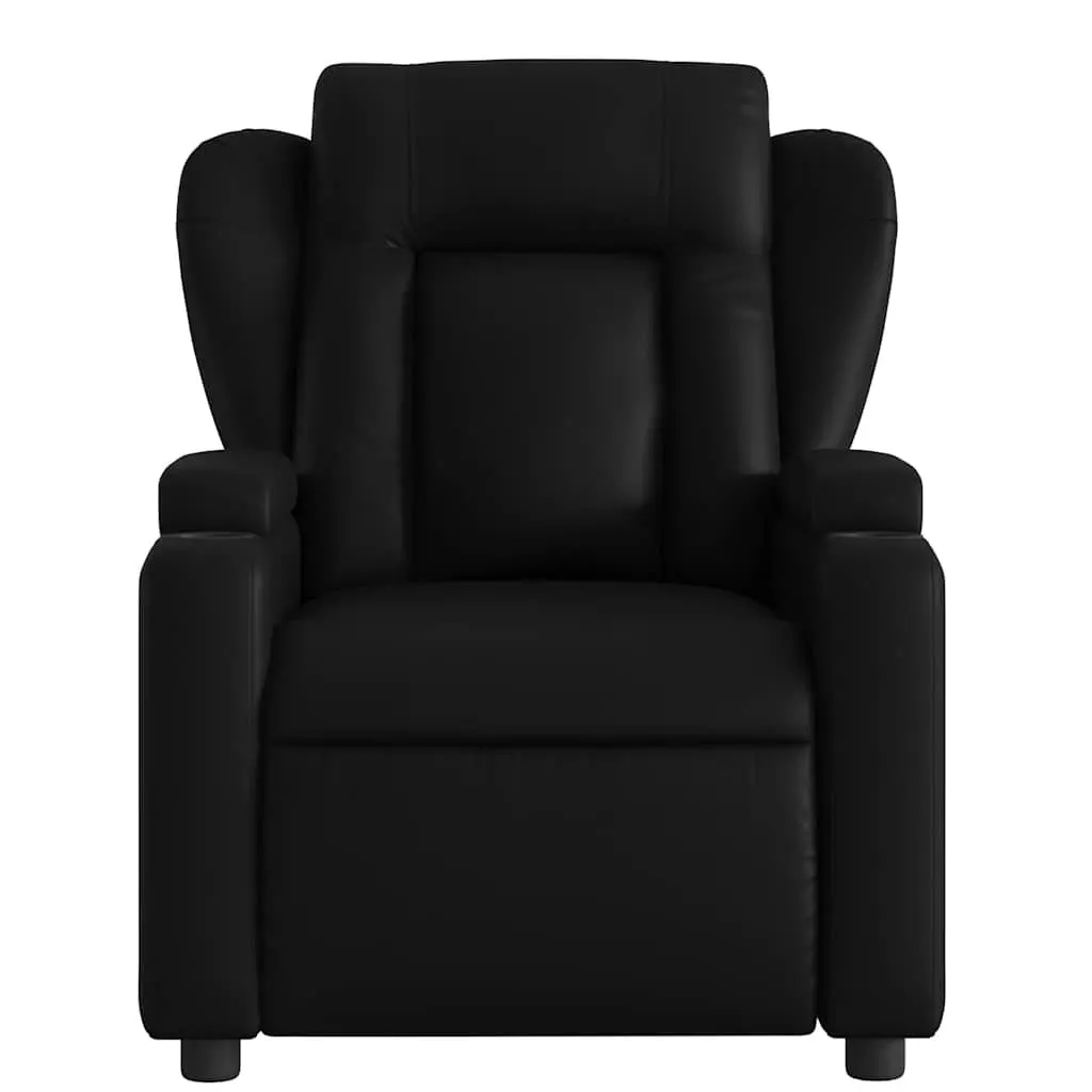 Massage Recliner Chair Black Faux Leather Manual Recline 135 Degrees Vibration Massage