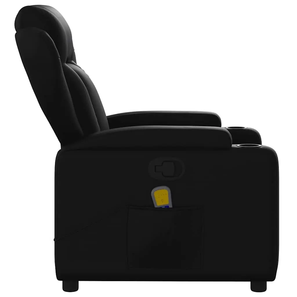 Massage Recliner Chair Black Faux Leather Manual Recline 135 Degrees Vibration Massage