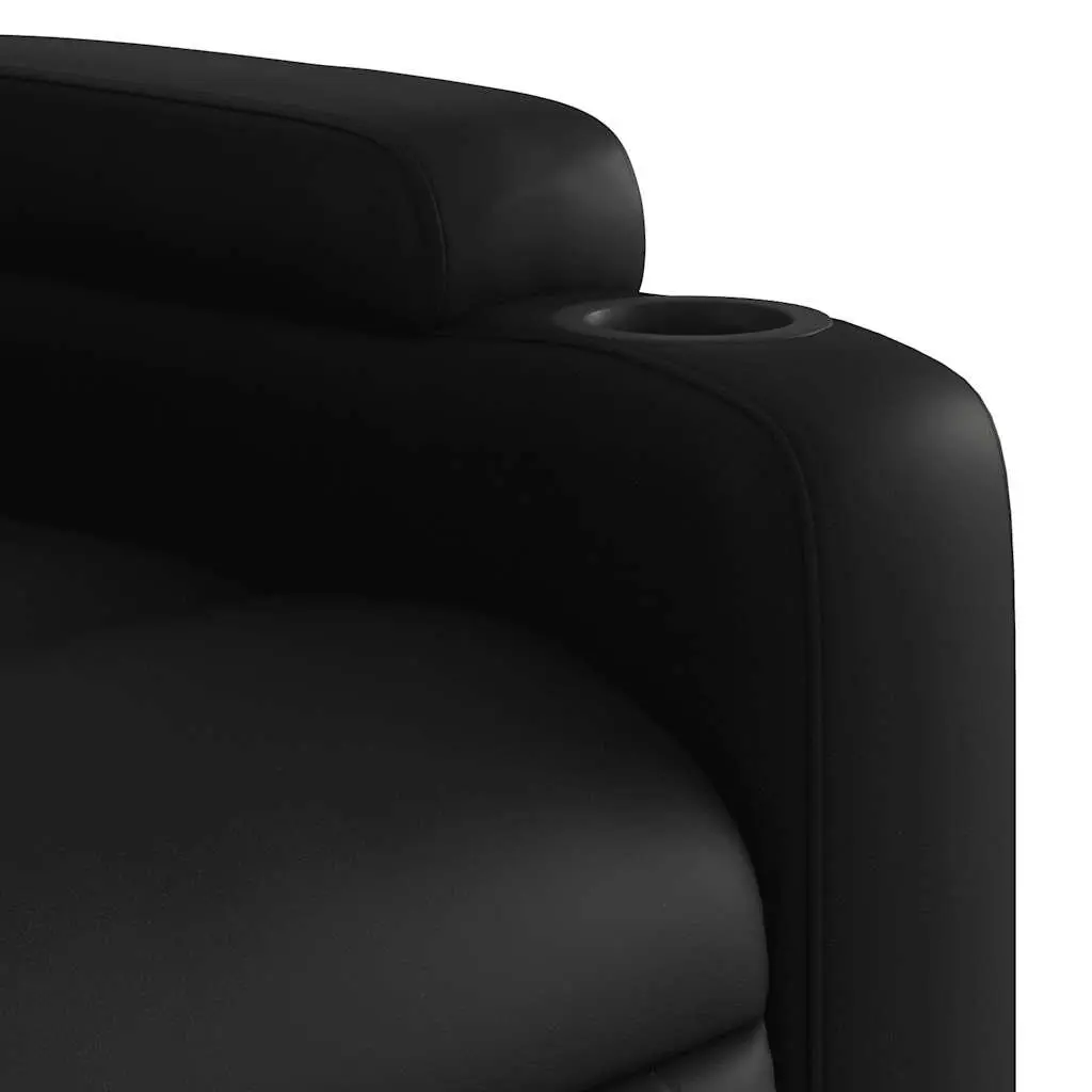 Massage Recliner Chair Black Faux Leather Manual Recline 135 Degrees Vibration Massage