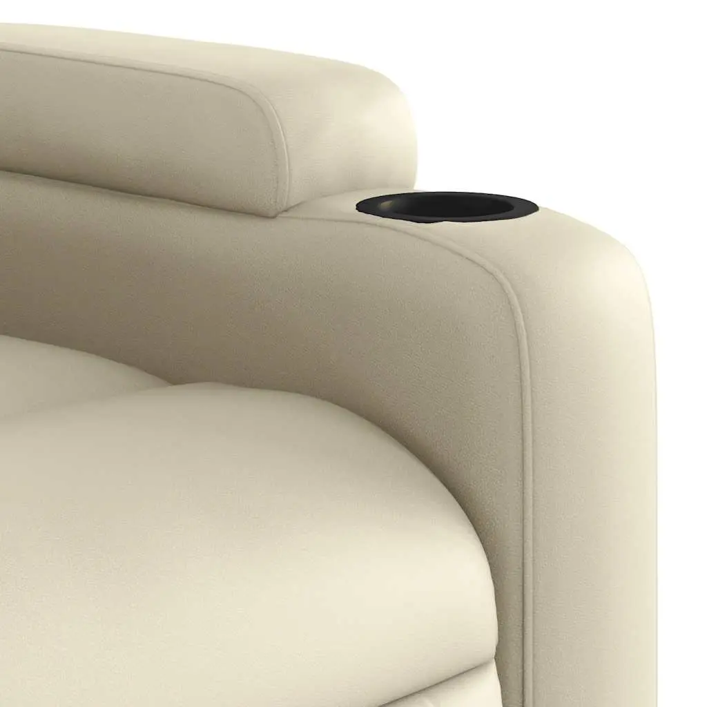 Massage Recliner Chair Cream Faux Leather Manual Recline Armchair with Vibration