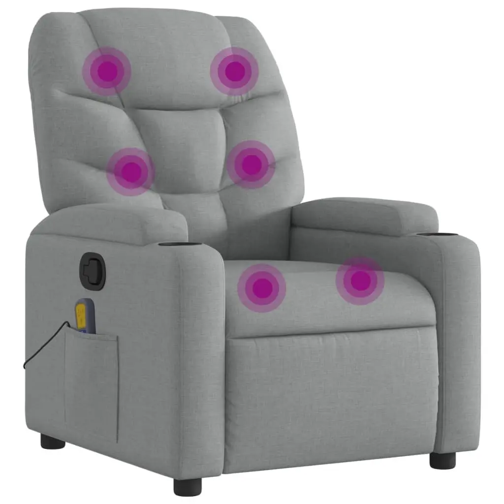 Grey Fabric Massage Recliner Chair with Manual Recline