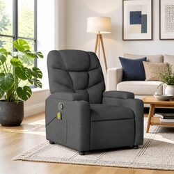 Grey Fabric Massage Recliner Chair with Vibration