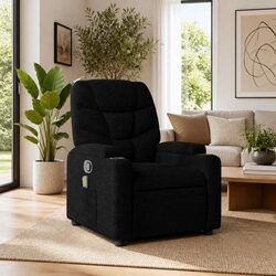 Manual Recline Massage Chair in Black Fabric