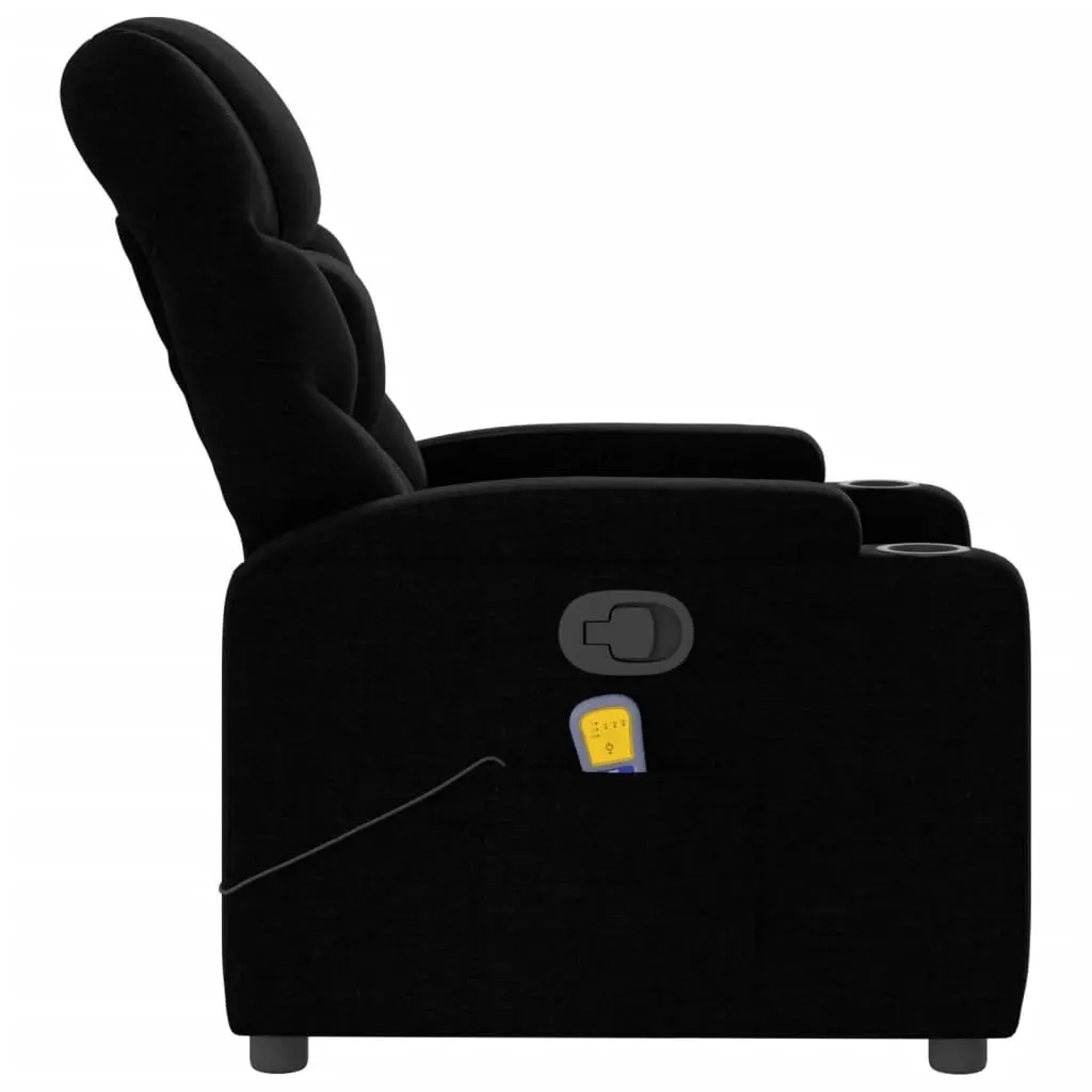 Massage Recliner Chair Black Fabric Manual Recline 135 Degrees 6 Vibration Points