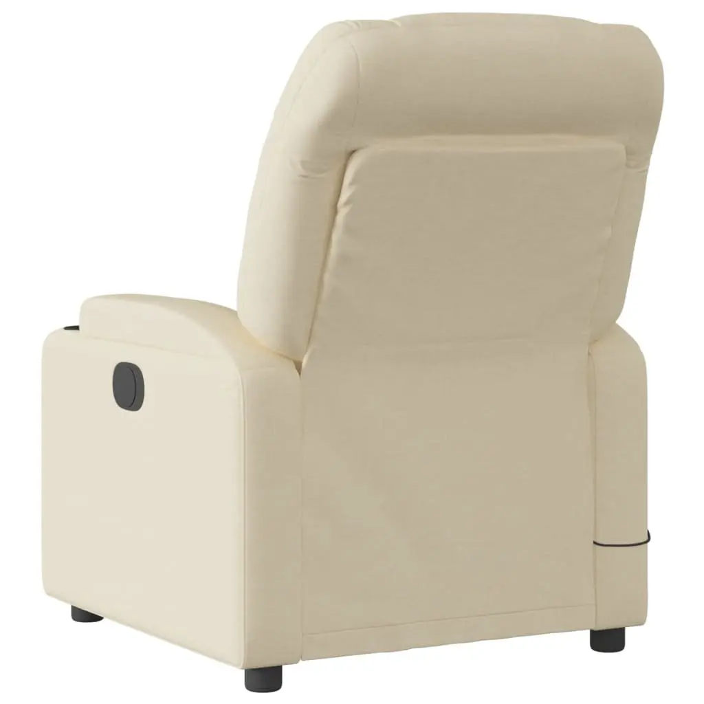 Recliner Chair Cream Fabric Vibration Manual Recline Massage Lounge Armchair