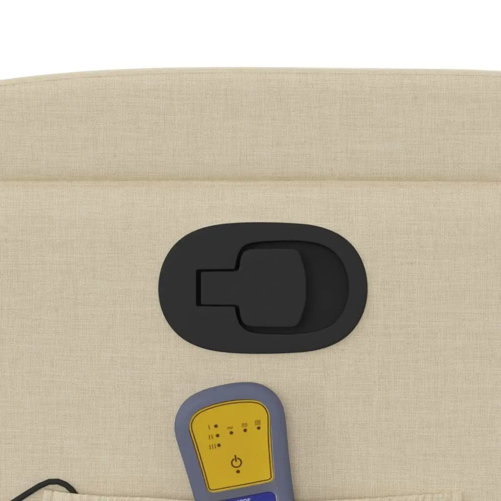 Recliner Chair Cream Fabric Vibration Manual Recline Massage Lounge Armchair