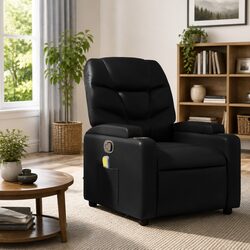 Black Faux Leather Manual Reclining Massage Chair