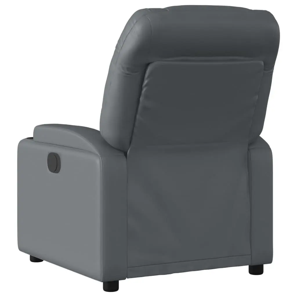 Faux Leather Massage Recliner Chair Manual Vibration Grey 6 Point Adjustable