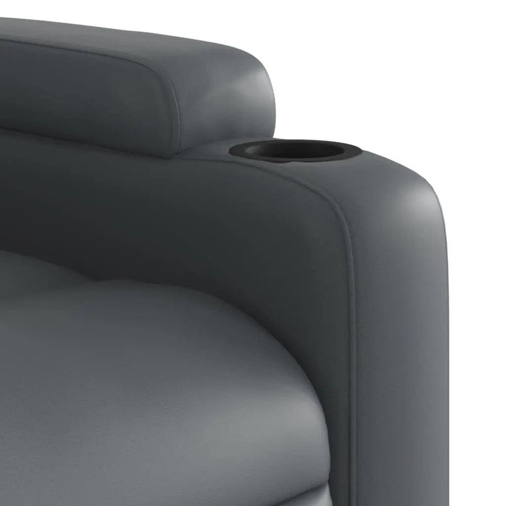 Faux Leather Massage Recliner Chair Manual Vibration Grey 6 Point Adjustable