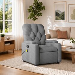 Grey Fabric Massage Recliner Chair with Manual Recline