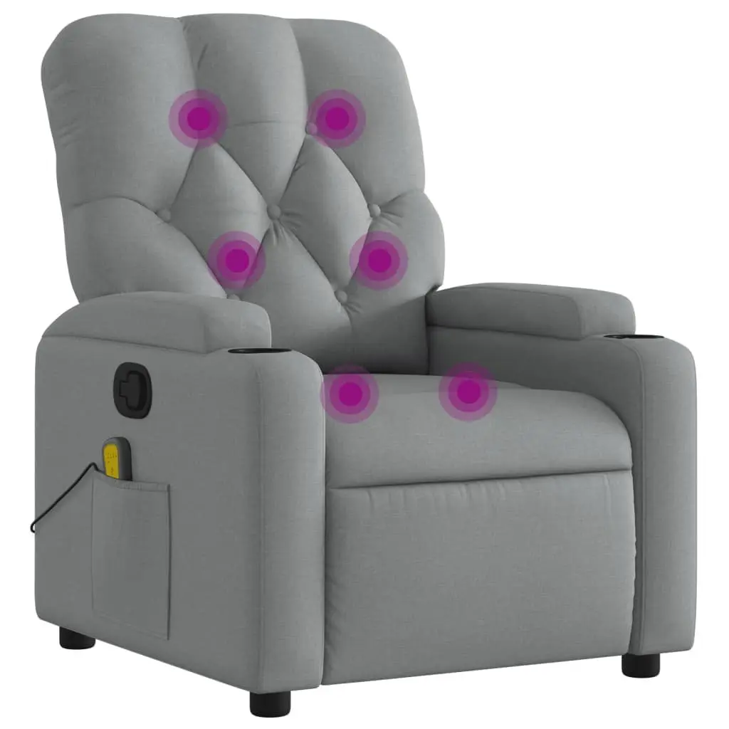 Grey Fabric Massage Recliner Chair with Manual Recline